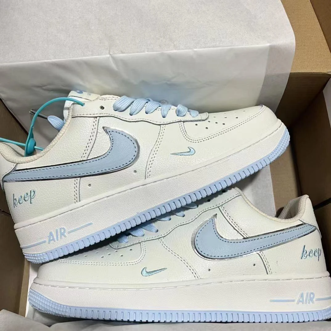 NIke联名央紫夏季爆款潮流AF1空军一号双钩白淡蓝男女情侣ins休闲