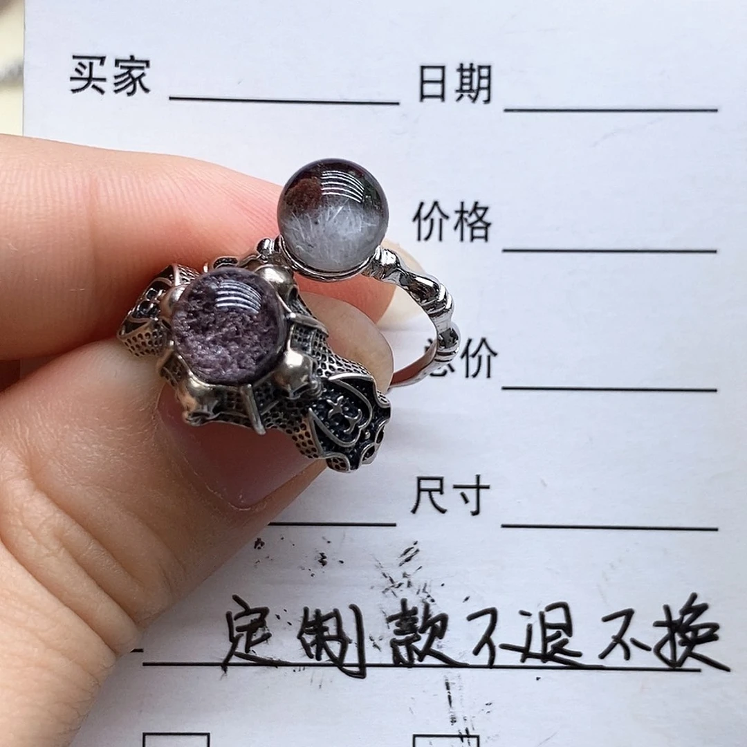 水晶戒指银S925镶嵌猫*儿活口