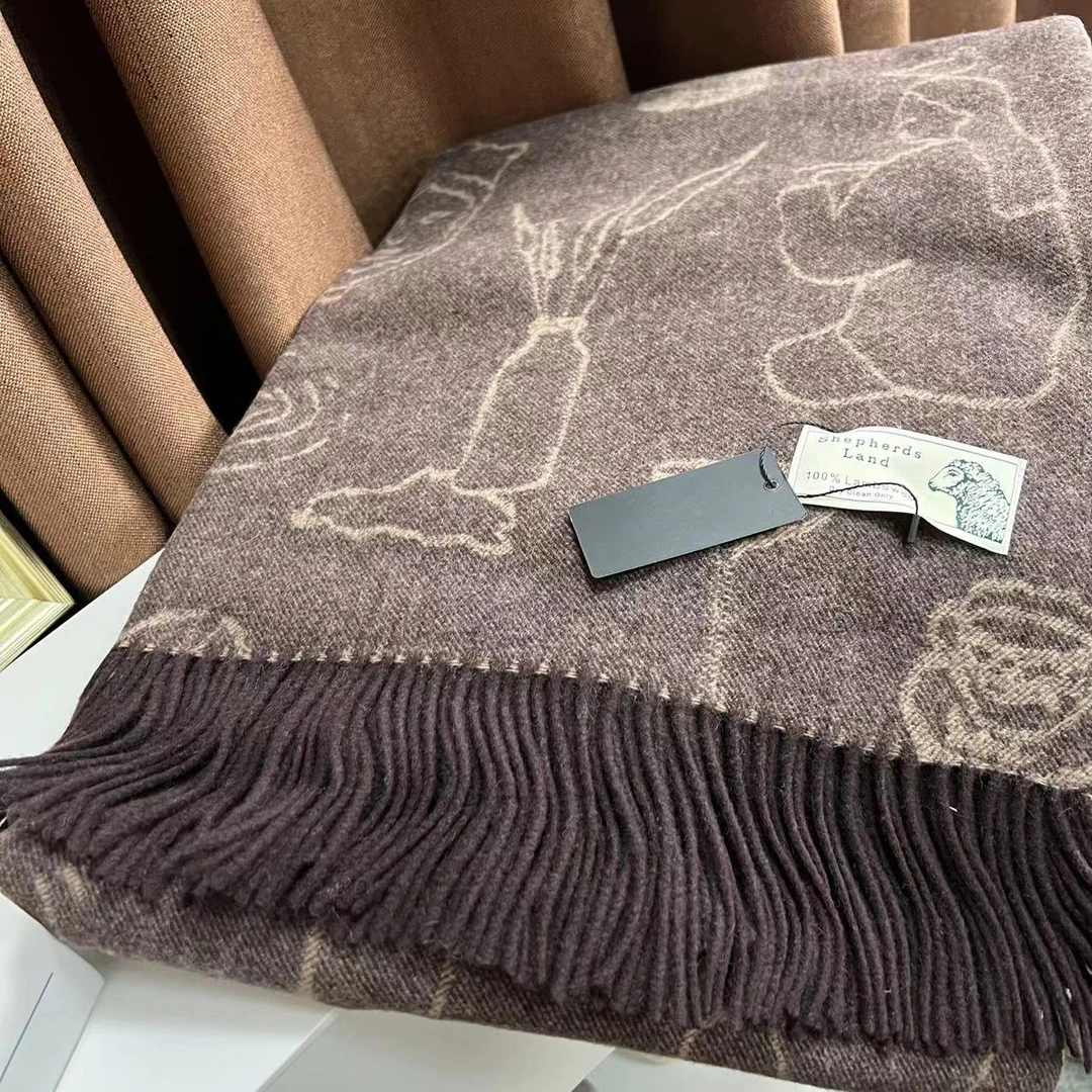 【披毯长巾-棕咖】700克羊毛毯220*150cm披肩时尚休闲百搭新款