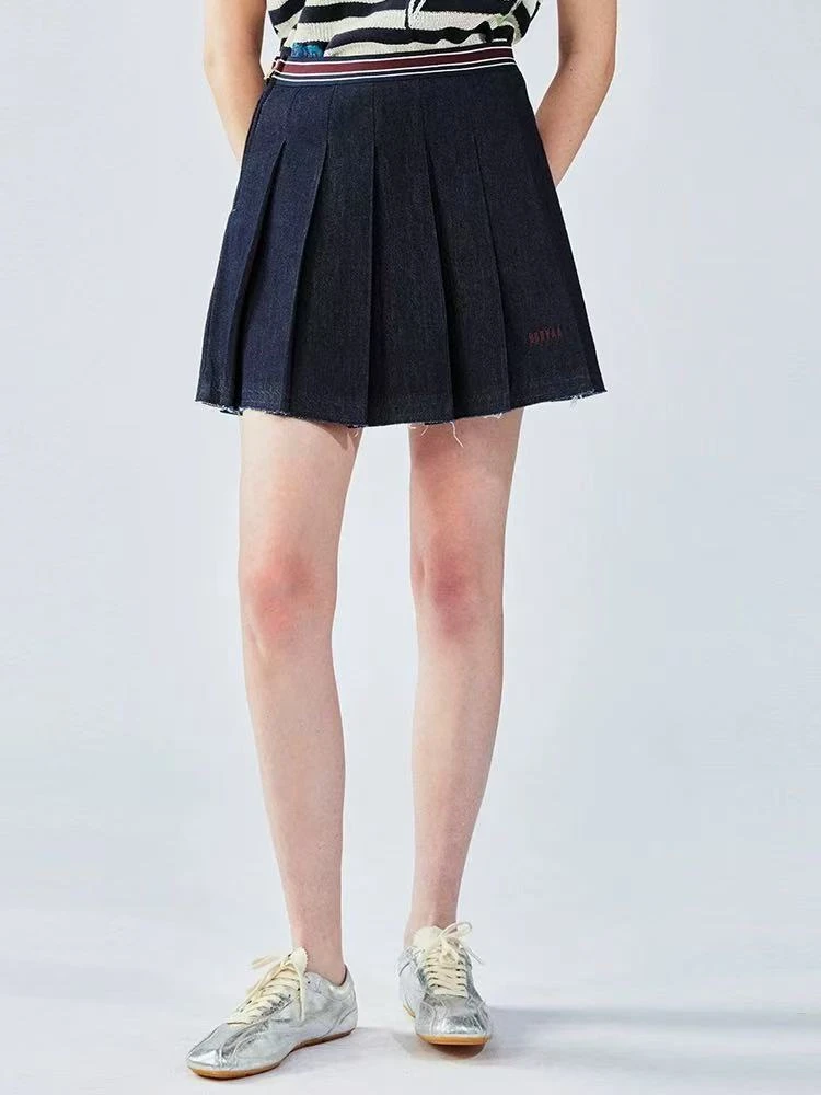 UOOYAA/乌丫2025夏季新款百褶牛仔短裙1399