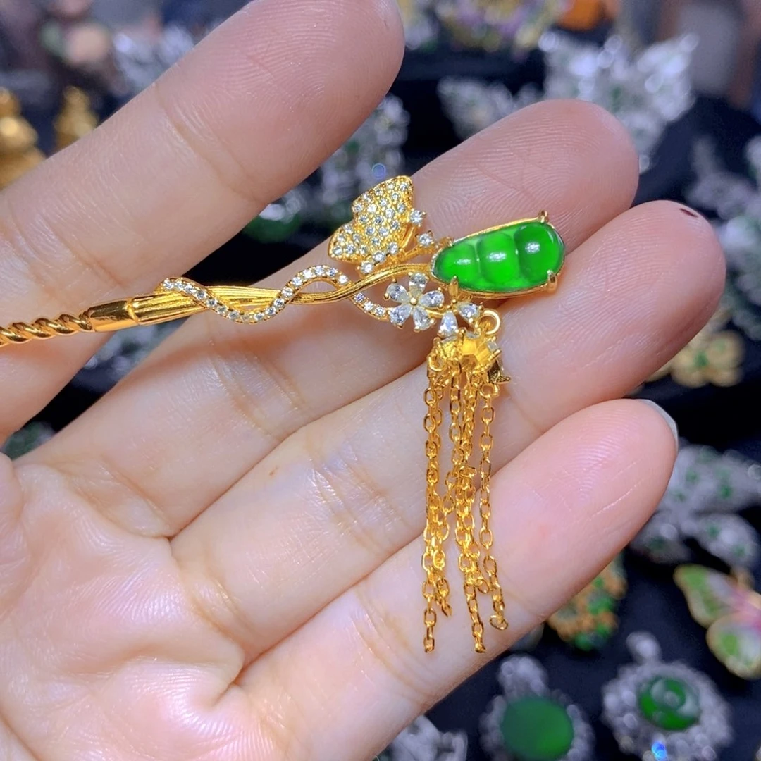 翡翠银S925镶嵌吊坠(不含链)天然翡翠