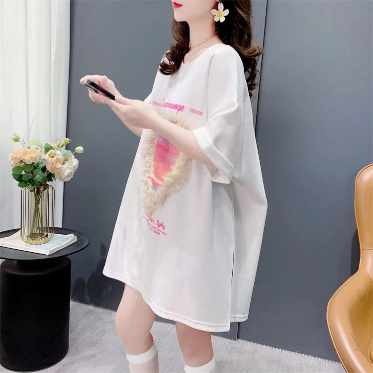 大码短袖t恤女宽松洋气夏季2025新款设计感减龄遮肚子时尚简约