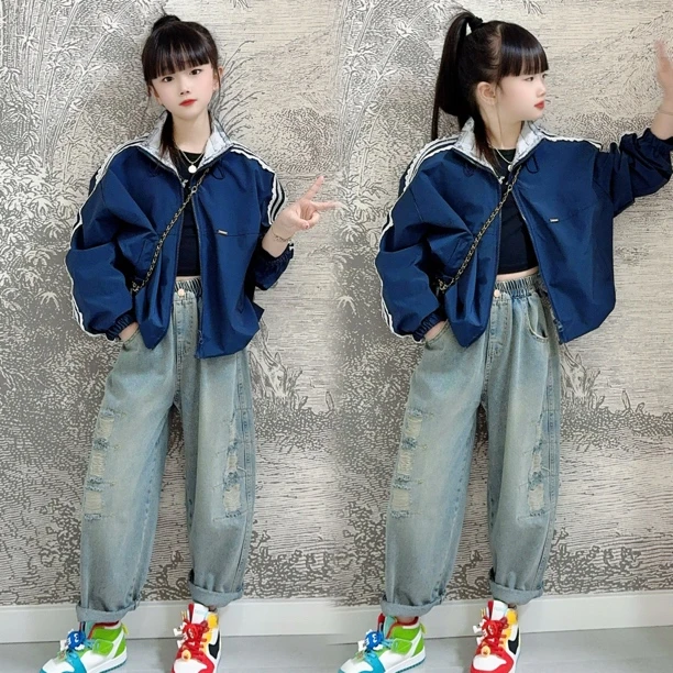 女童外套2025春秋新款中大儿童休闲上衣洋气宽松女孩春装衣服韩范