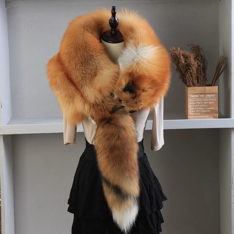 保暖厚款民族风成人通用围脖人工养殖狐狸围巾秋冬冬季韩版毛皮草