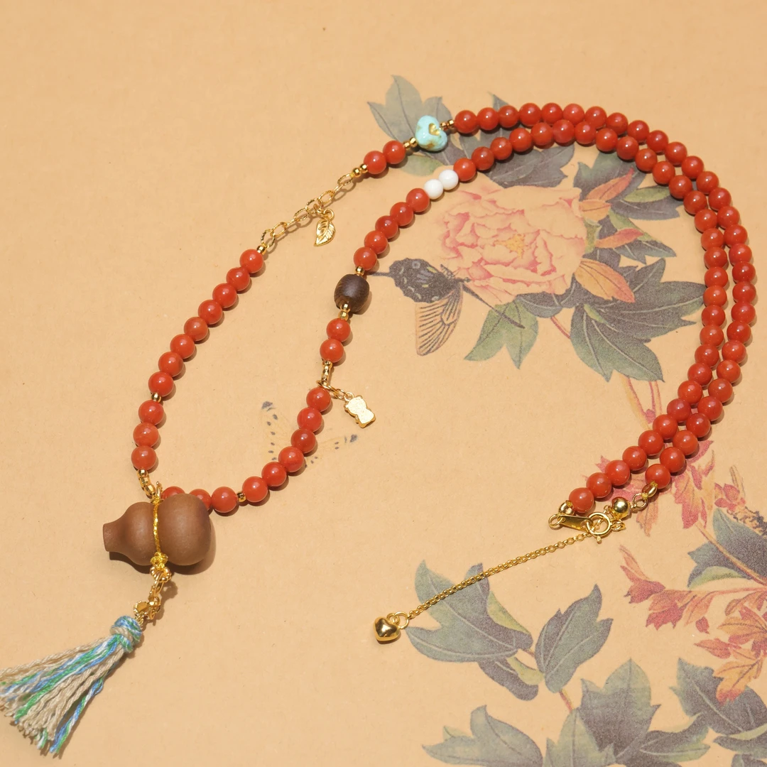 老山檀南红DIY项链-多样性发其一