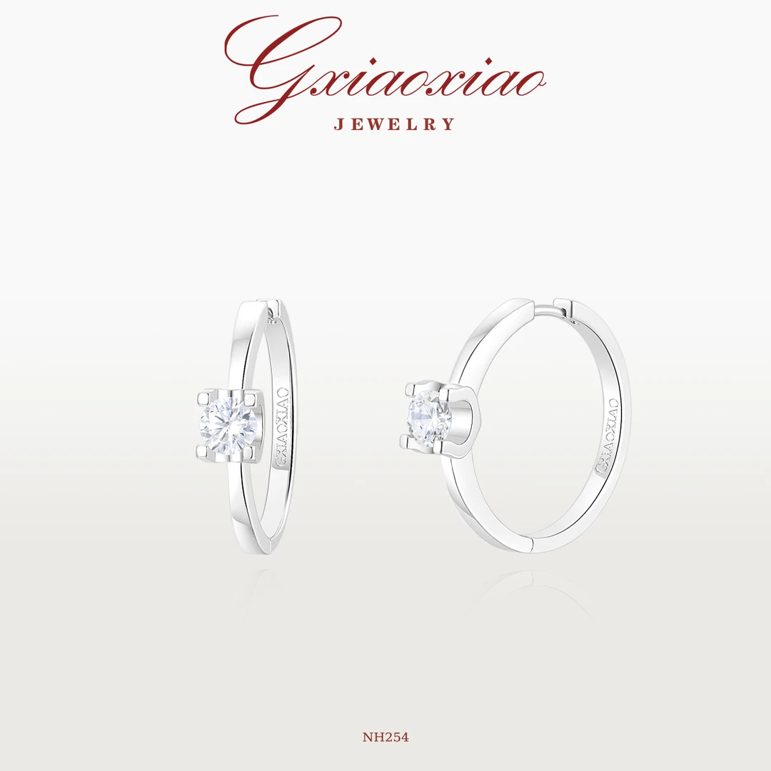 G XIAOXIAO合成锆石耳饰耳饰 法式时尚高级气质百搭四爪耳环NH254