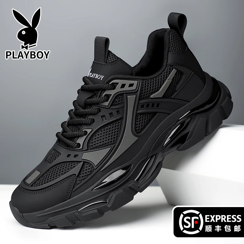 花花公子男鞋2025新款夏季透气网面运动跑步鞋男士休闲老爹鞋0007