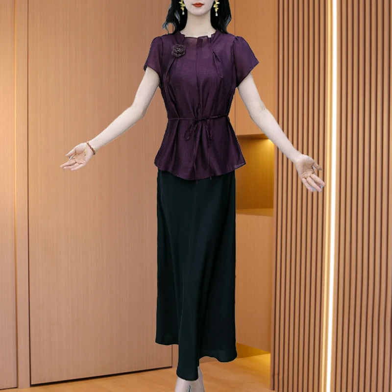 新款夏季休闲减龄气质两件套品牌时尚显瘦套装