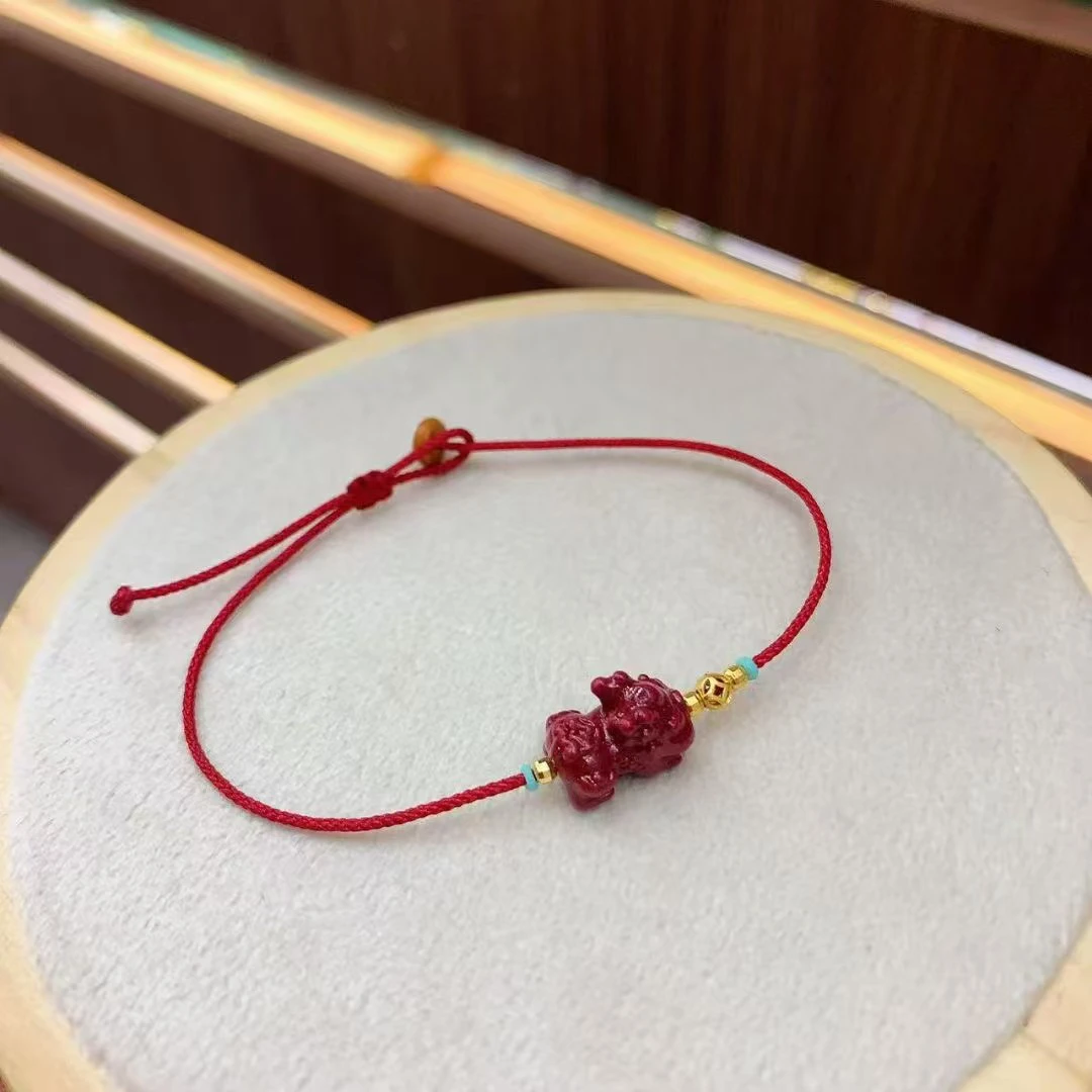 含辰砂工艺品保真朱砂貔貅红绳男女手工编制本命年小红绳YSL558
