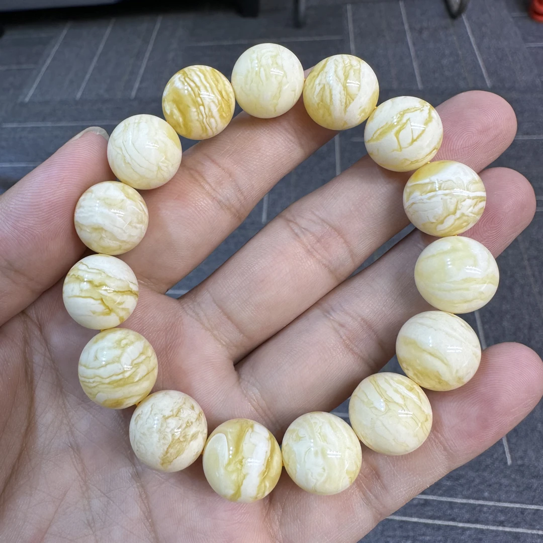 天然俄料虎皮纹蜜蜡手串精工圆珠男女同款时尚百搭