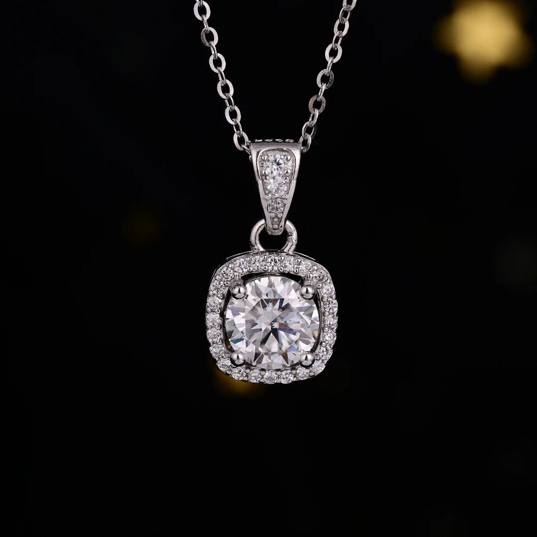 吊坠925银莫桑石 【北野珠宝】s925银莫桑钻吊坠-B47H-163