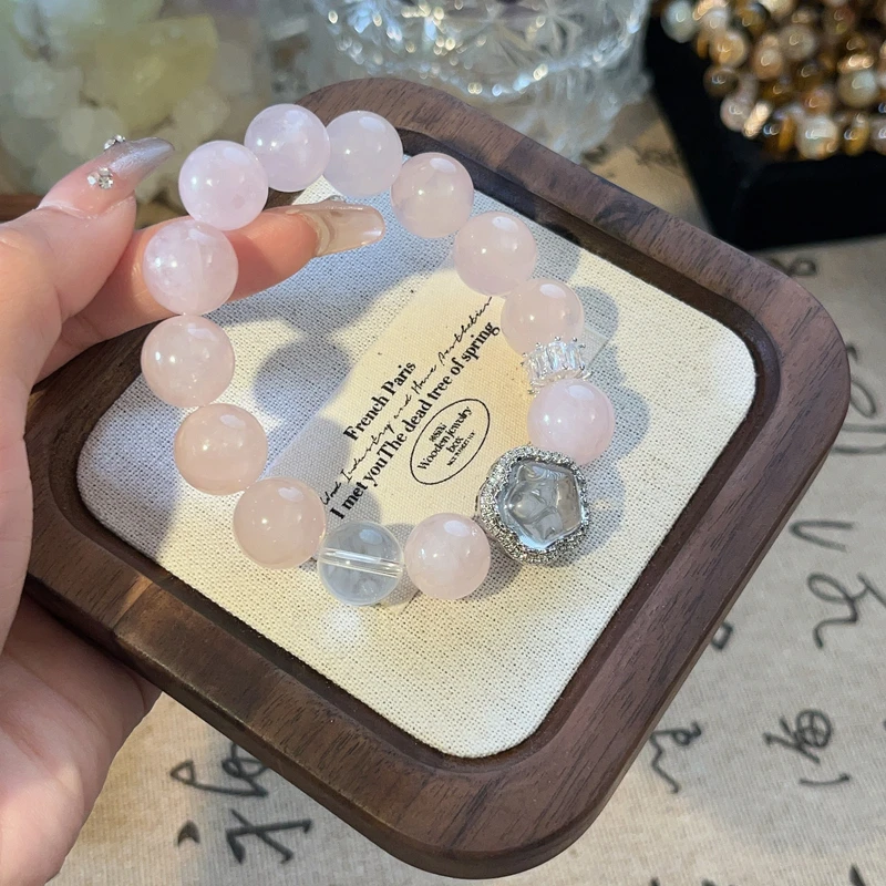 【心上恋人】粉水晶+白水晶手串气质多样性发颜色微差天然水晶 Y02