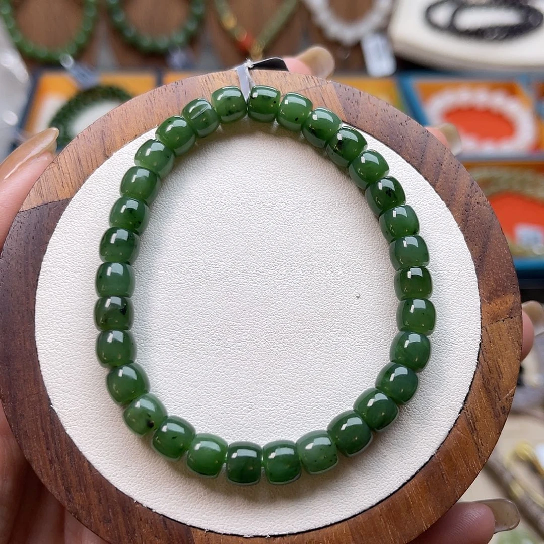 和田玉未镶嵌手串A35卡6.5