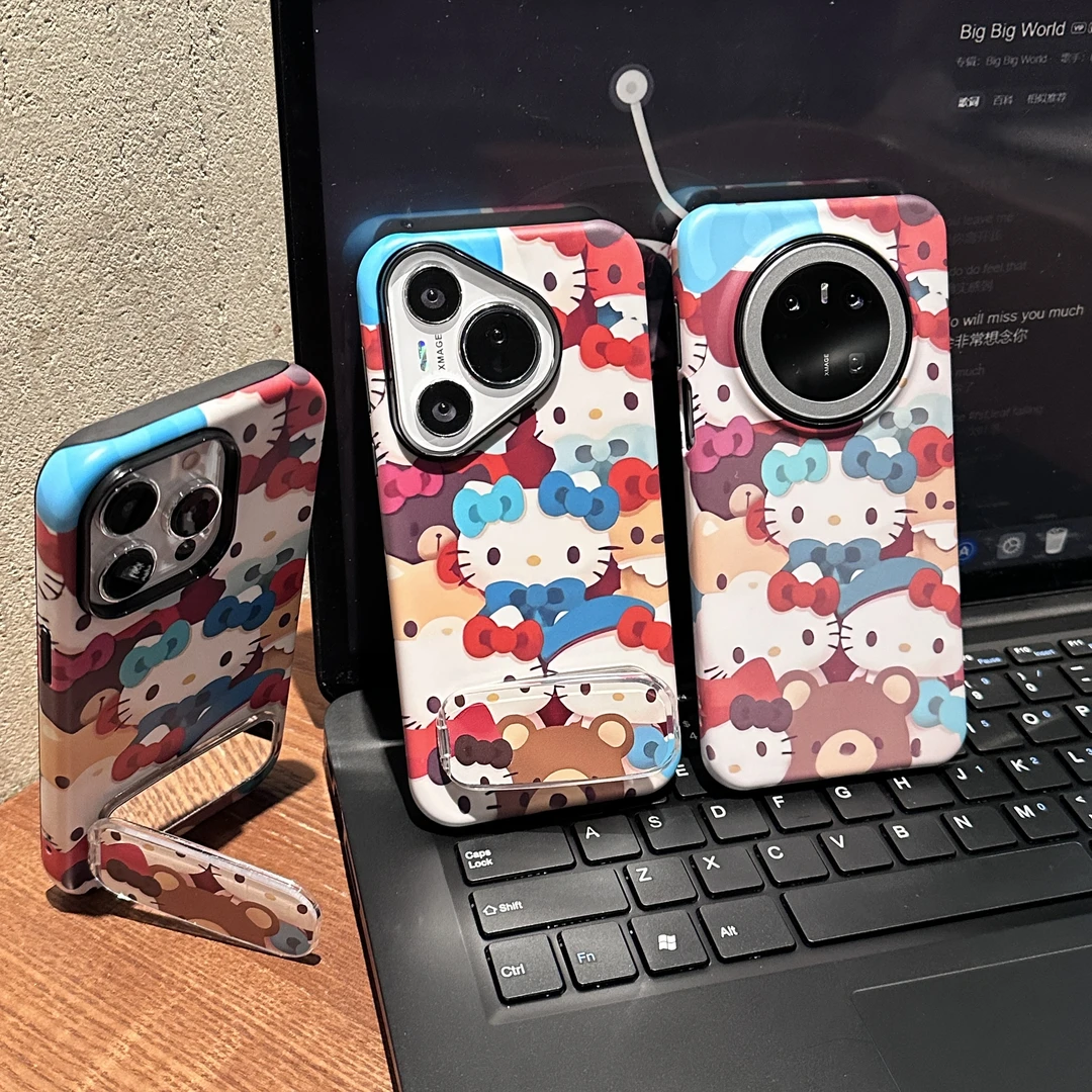 蝴蝶凯蒂菲林二合一适用苹果华为VIVOOPPO小米手机壳16PRO/15防摔