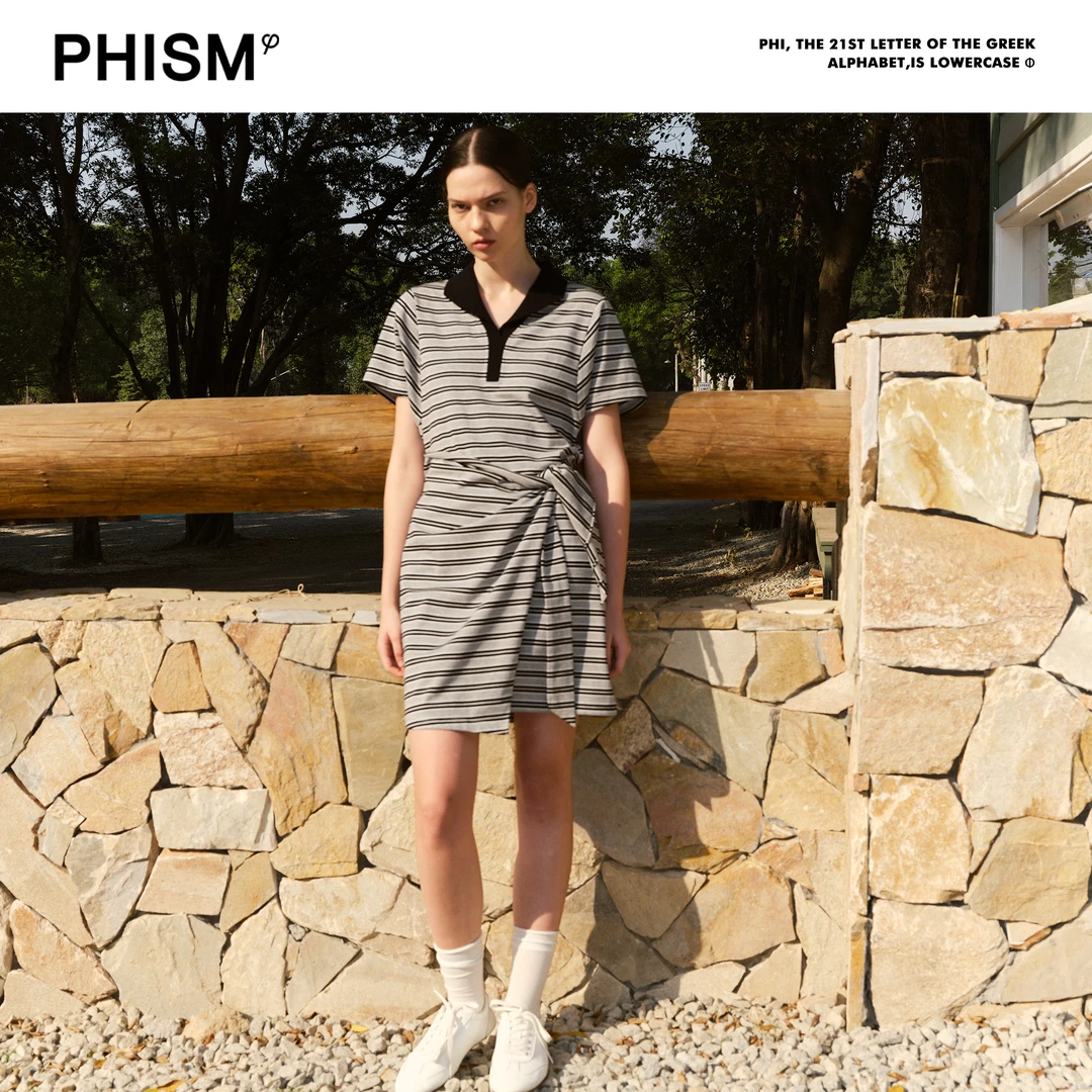PHISM/PHISM新款时尚POLO领短袖系带连衣裙874D10