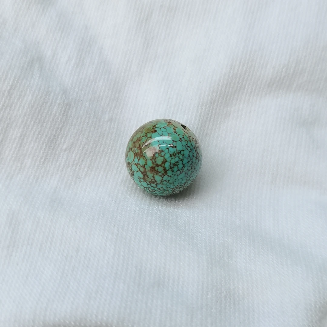 原矿高瓷特色绿松石精美细网花多宝圆珠 直径12MM 重2.4g