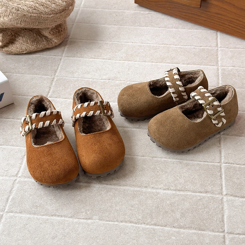 韩版女童加绒保暖勃肯鞋2025秋冬季防滑棉鞋F23