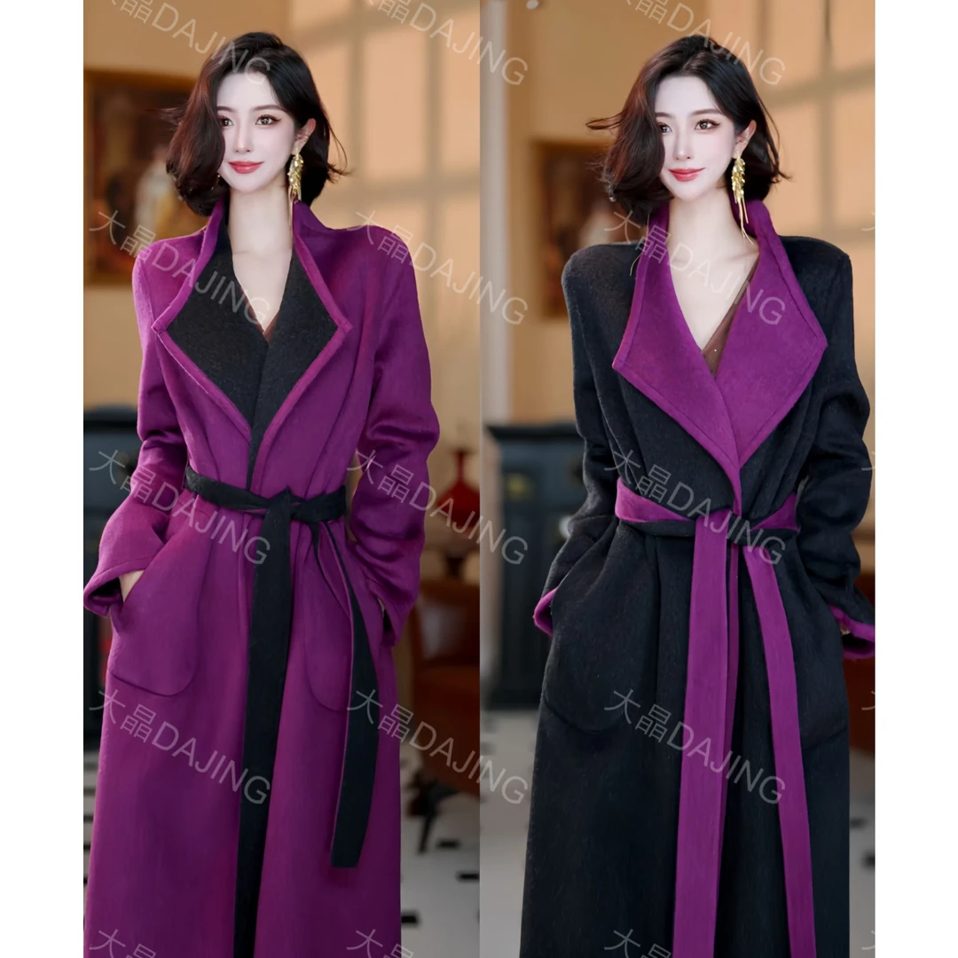 【大晶定制】“罗兰秘境”秋冬新款羊毛呢手工双色双面可穿翻领大衣