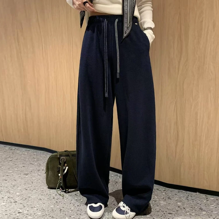 zuowooon左维8366休闲裤女2025秋冬厚款卫裤垂顺简约显瘦直筒长裤