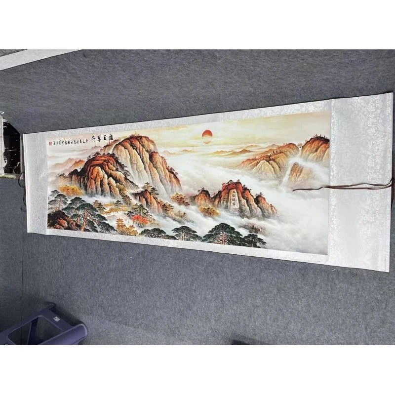 260*80（旭日东升）客厅茶室办公室高精复原软装挂画手工装裱