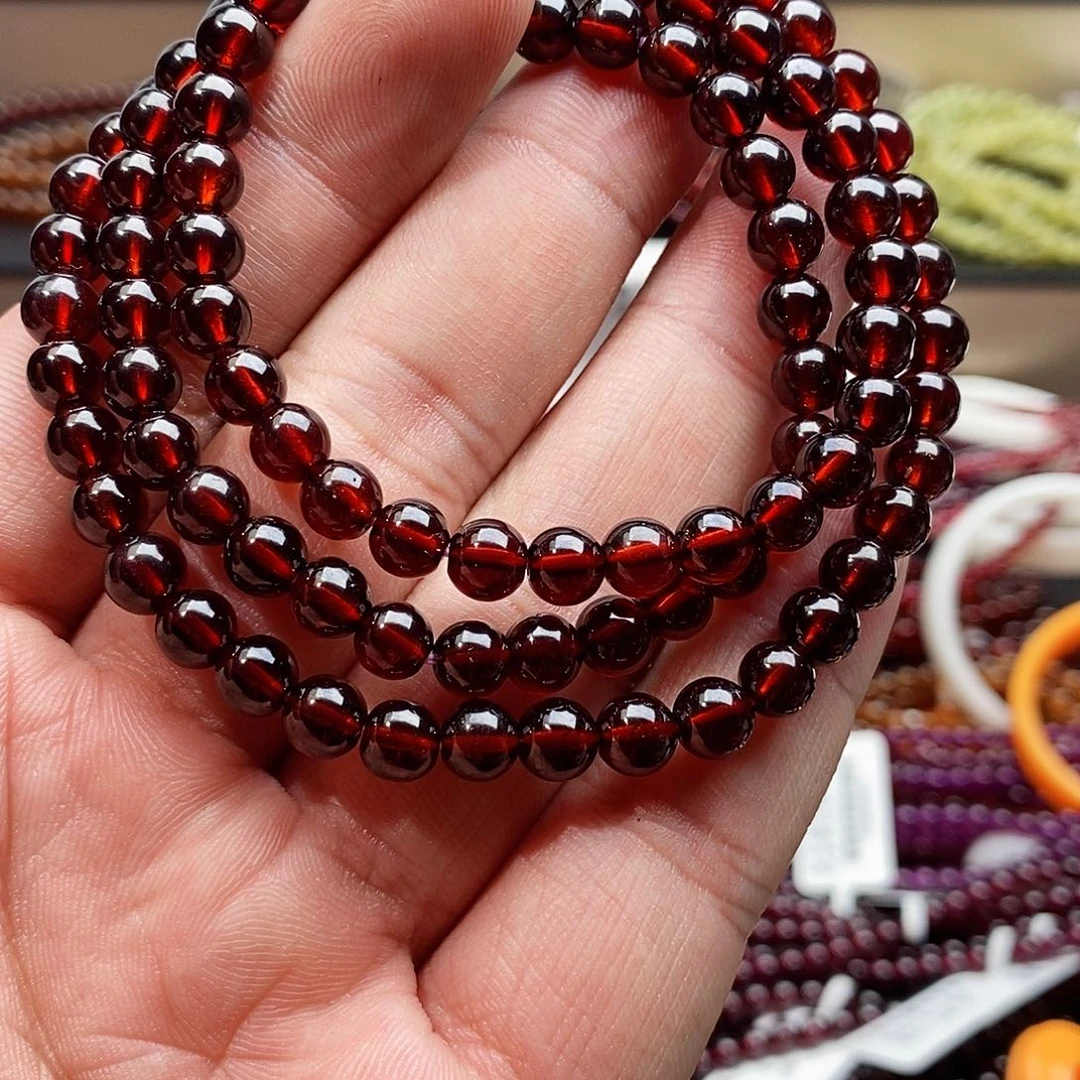 未镶嵌手链石榴石6mm酒红色