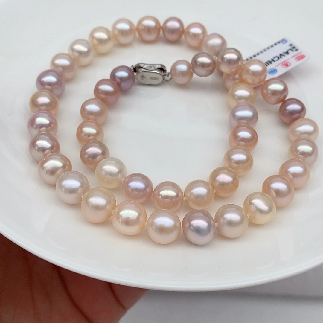 淡水珍珠颈饰未镶嵌无核无瑕疵8-10mm