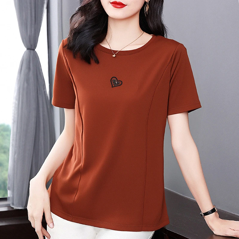 休闲薄款短袖t恤女2025新款夏季胖mm显瘦上衣宽松遮肚子大码女装