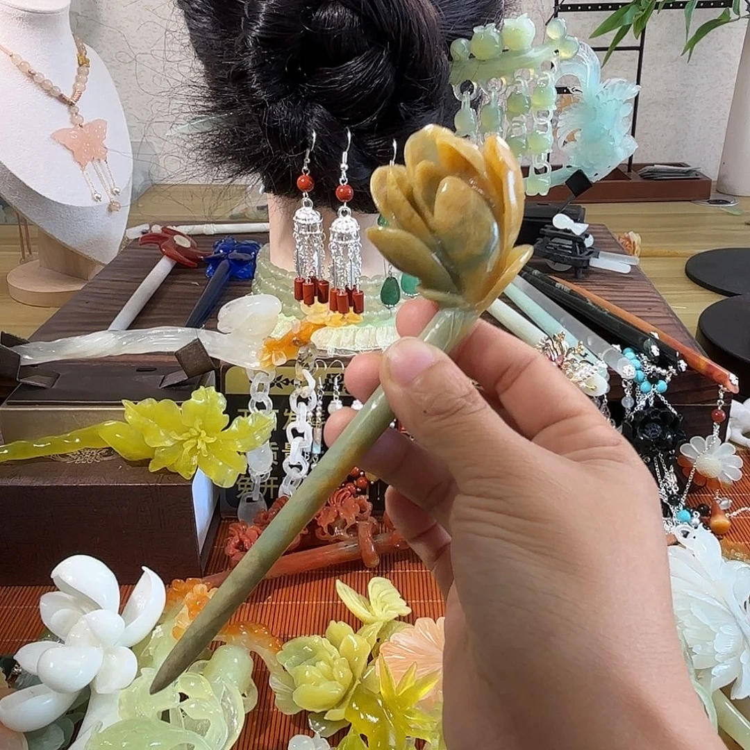 蛇纹石玉合金发饰