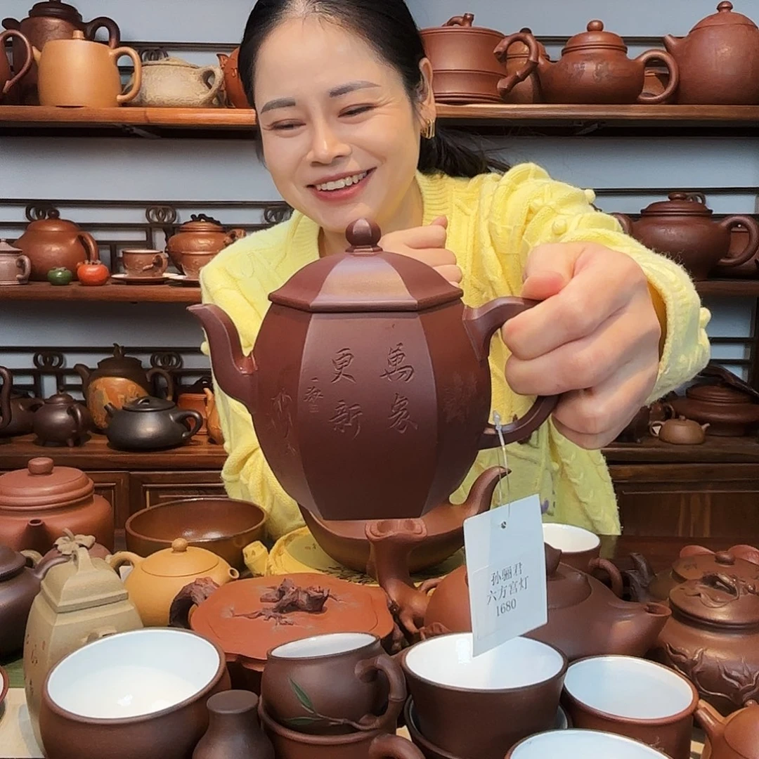 紫砂茶杯六方公洞