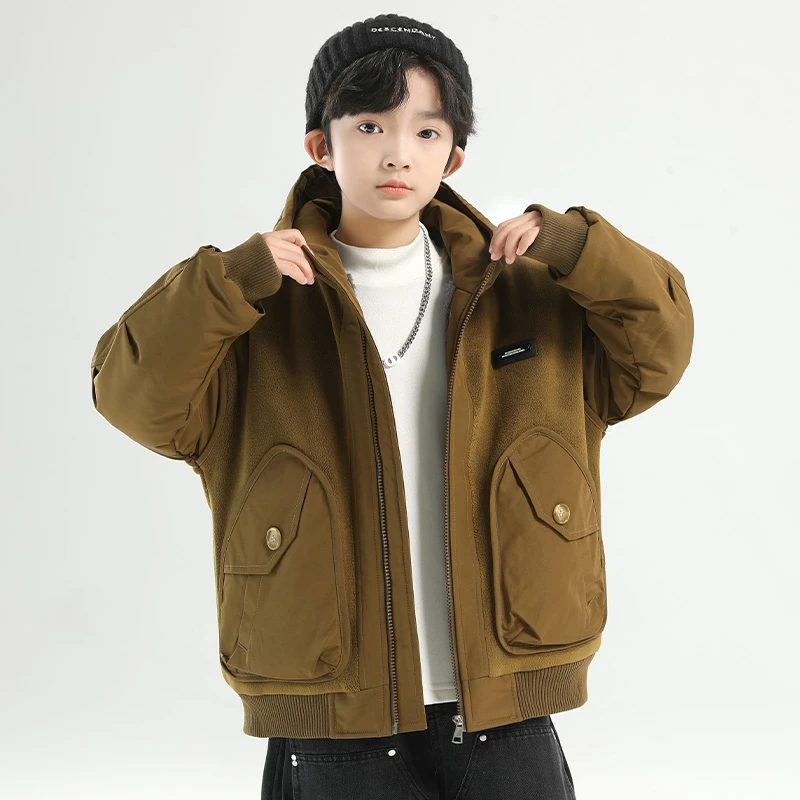 儿童装男童冬装加绒外套2025新款中大童秋冬款男孩加厚冬季派克服