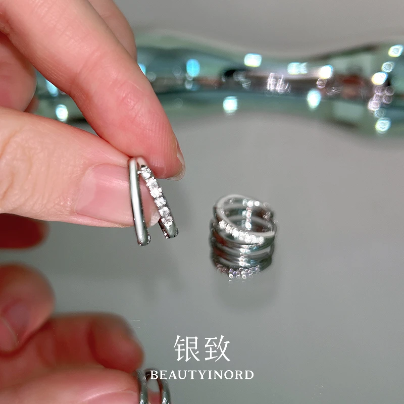 合金耳饰 素圈耳环女高级感气质养耳洞小钻耳钉ins风耳圈小耳扣