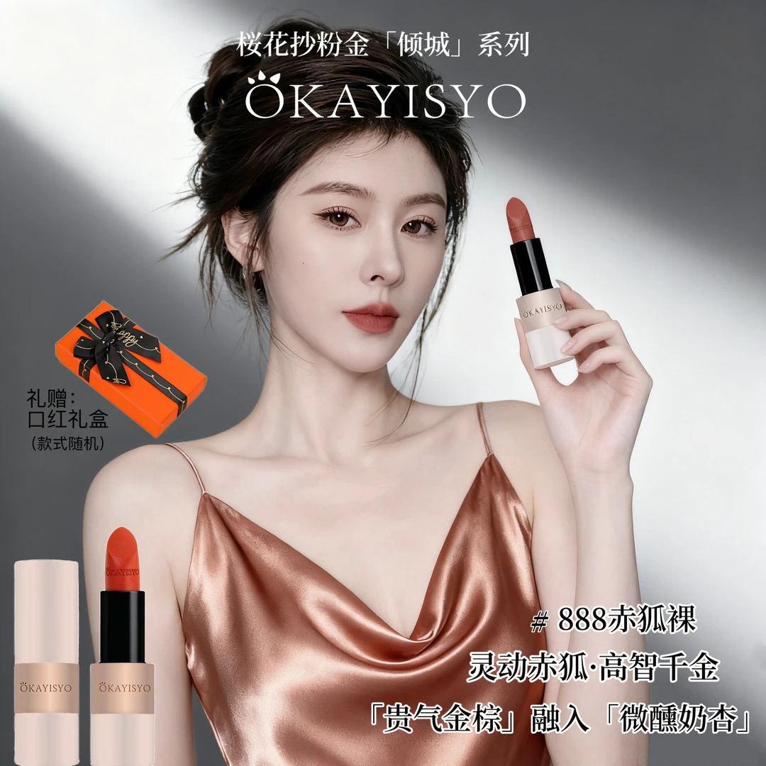 【全新上线】OKAYISYO/桜花抄磁吸天鹅绒口红#888 赤狐裸