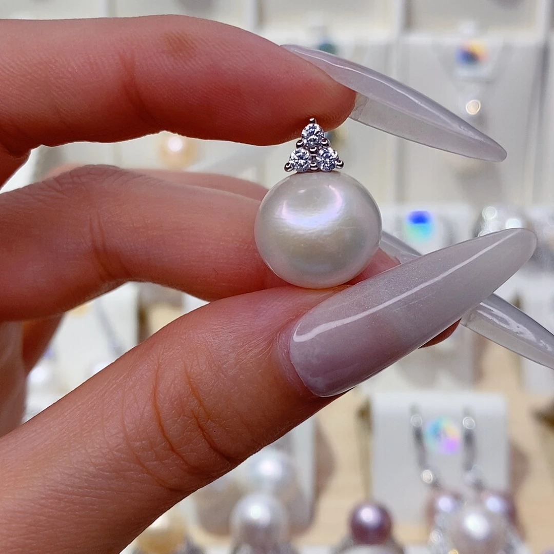 淡水珍珠银S925镶嵌吊坠(赠链)14➕