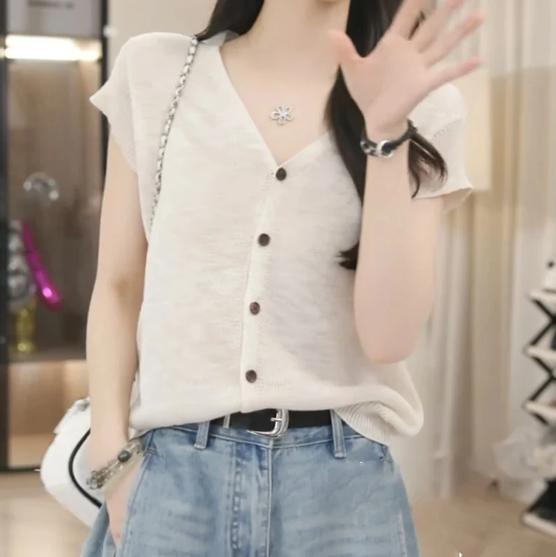 【情书寄予】2025v领夏季新款时尚气质休闲针织毛衣上衣无袖宽松