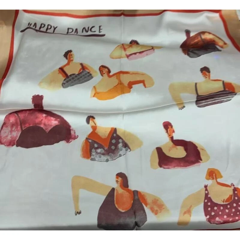 N070 灰底红夏日组合 50*50左右 围巾  D2