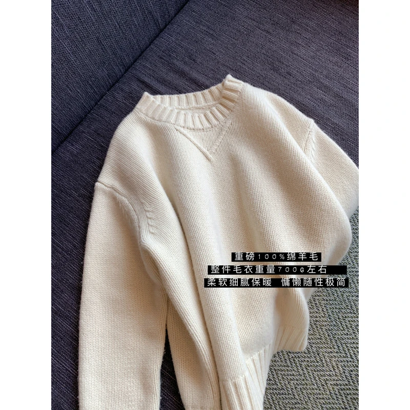 大小姐77长期松弛主义row风极简100超细绵羊毛加厚保暖高克重毛衣