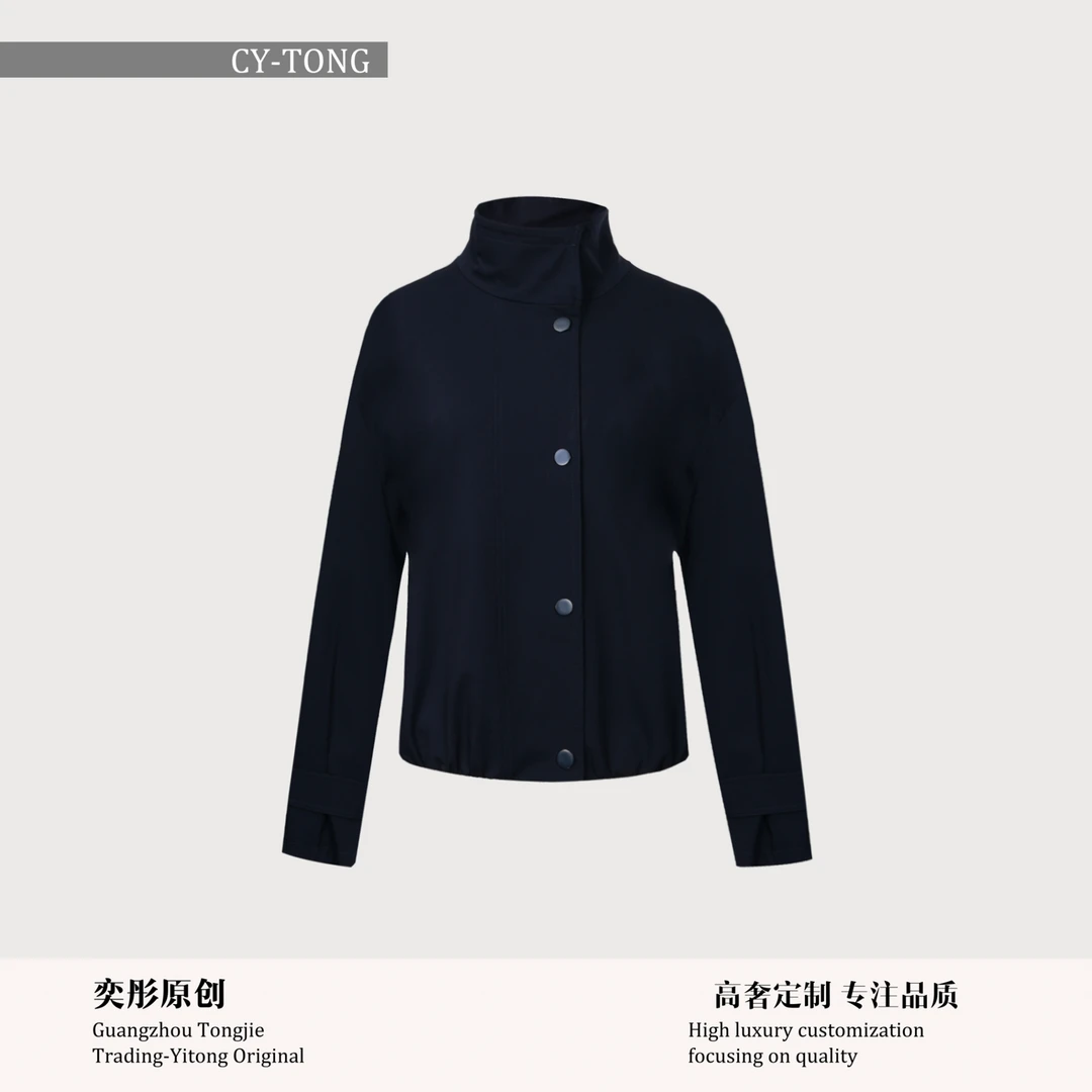 【彤姐原创】纽扣纯色短款立领宽松型女长袖海妖风外套25F5286