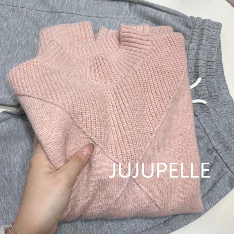 半高领毛衣女士宽松套头秋冬新款洋气百搭针织打底衫内搭加厚上衣