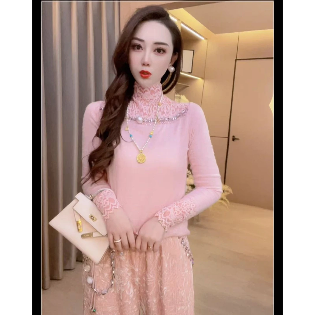 【桃花蜜】重工钉珠加厚水溶蕾丝花边气质时尚高弹显瘦内搭