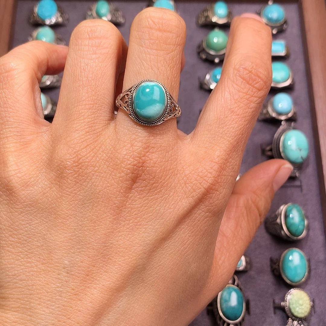 绿松石挂件银S925镶嵌