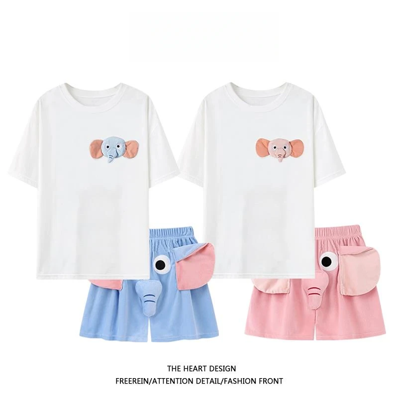 GPSUNLU情侣款睡衣夏季短袖趣味搞怪小飞象2025网红爆款家居服