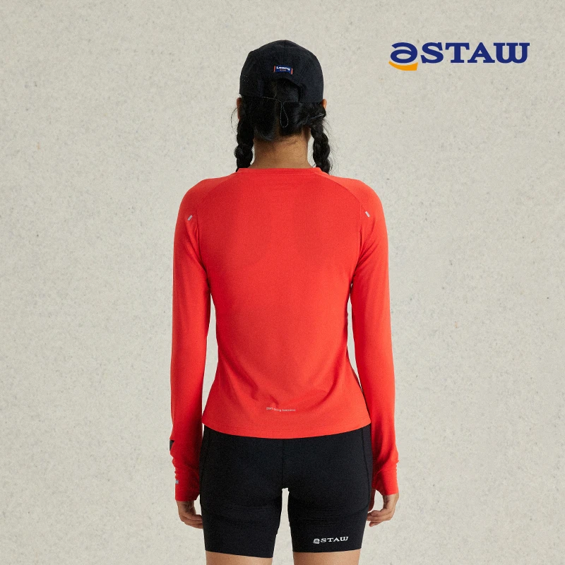 世拓逐日方格15度跑步运动长袖恤男排汗抗菌休闲训练速干衣