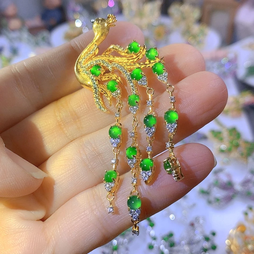 颈饰银S925镶嵌翡翠