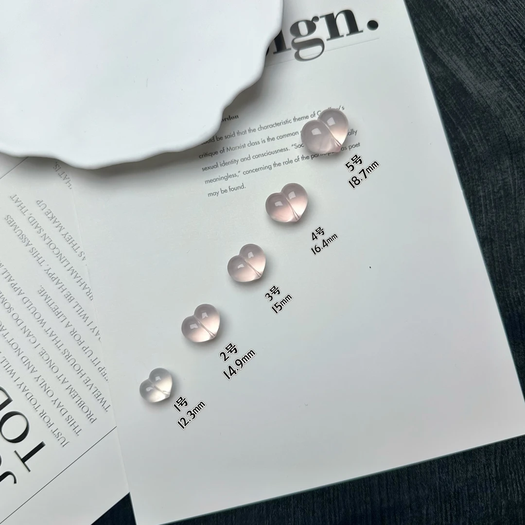 天然莫粉水晶爱心屁桃水晶biy饰品配件设计