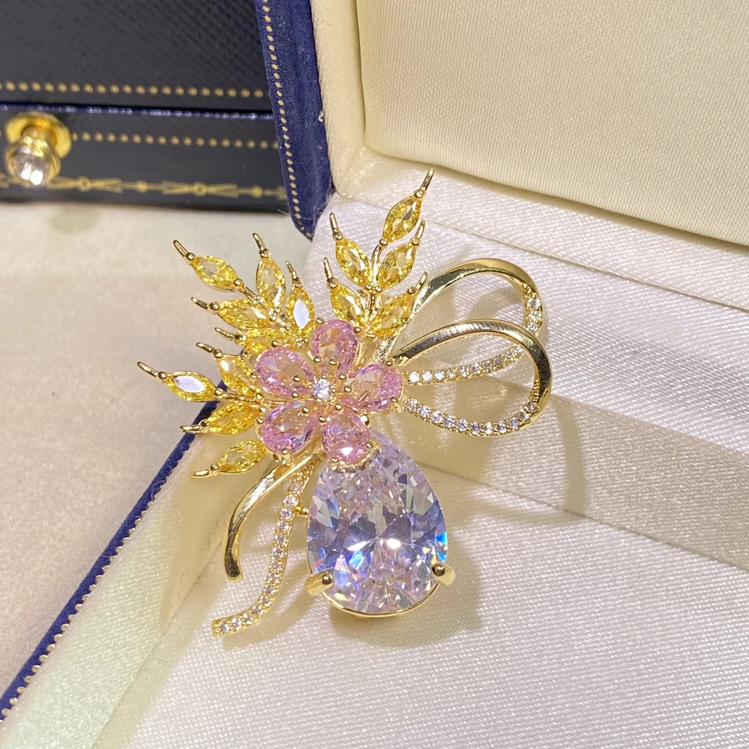 铜合金胸针 【花束麦穗】高档轻奢简约百搭时尚精致彩色设计师胸花