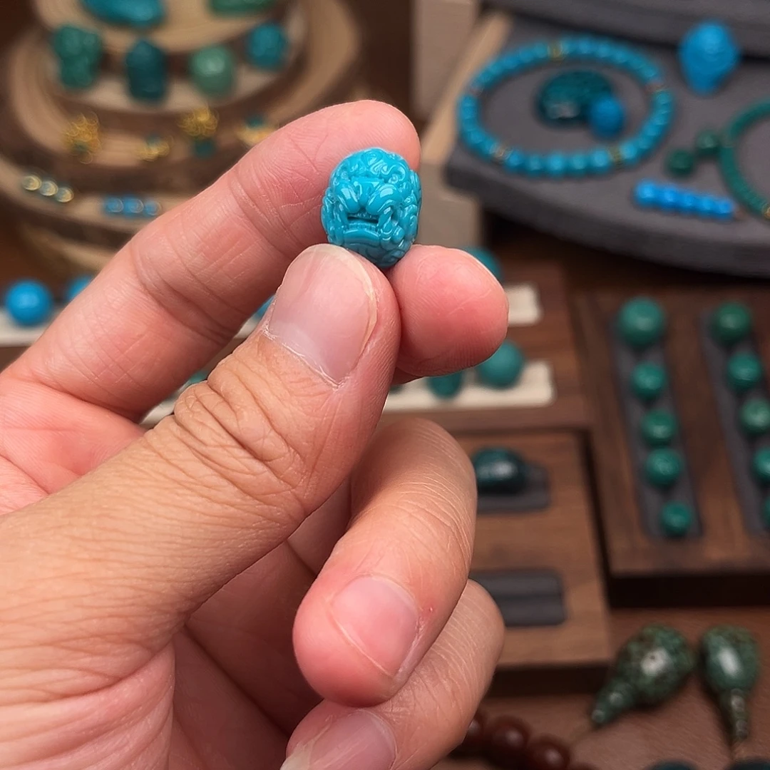 绿松石未镶嵌13.7兽墩