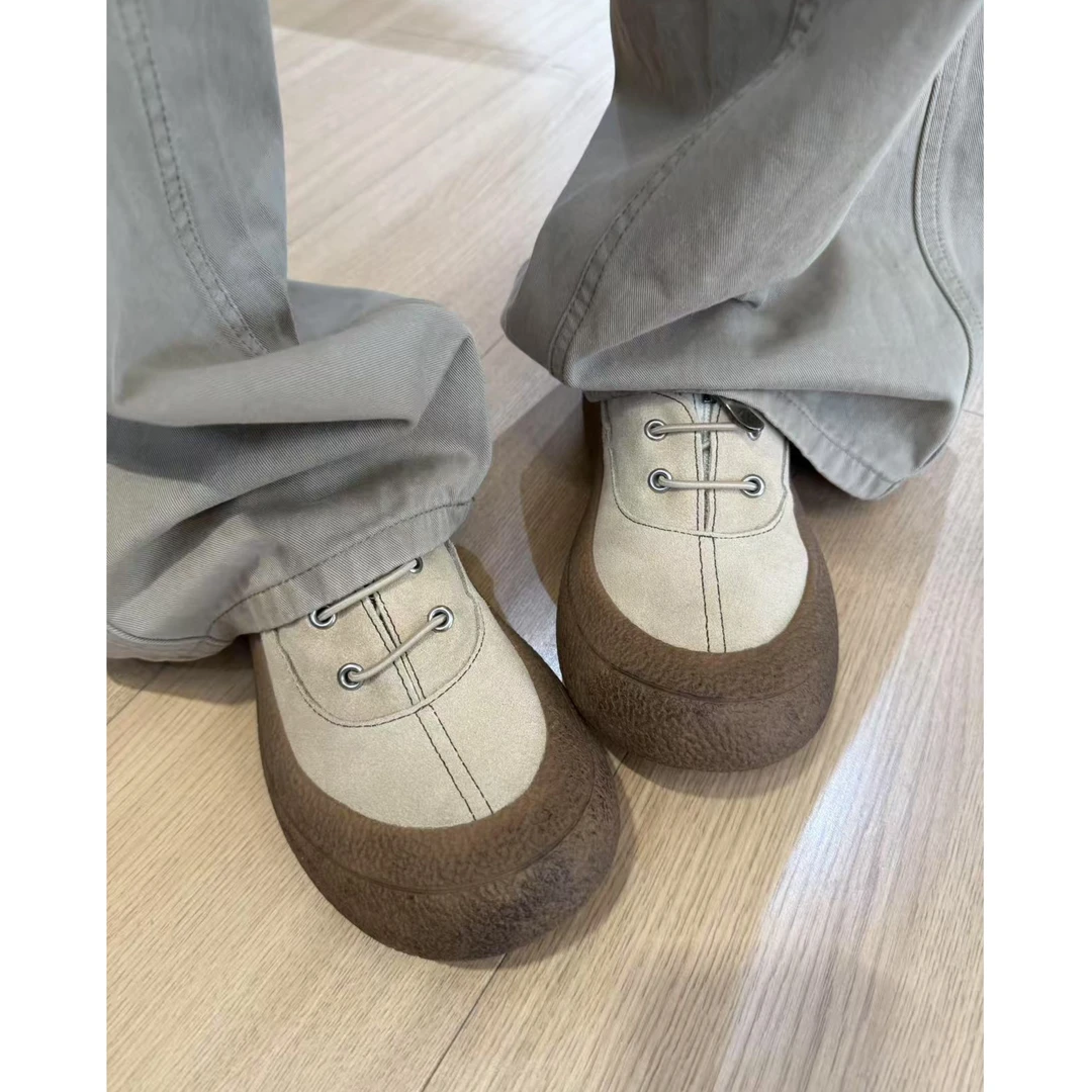 玖了个玖 2025早秋新款 极简百搭双层反牛皮大头脏脏鞋 2508C4481