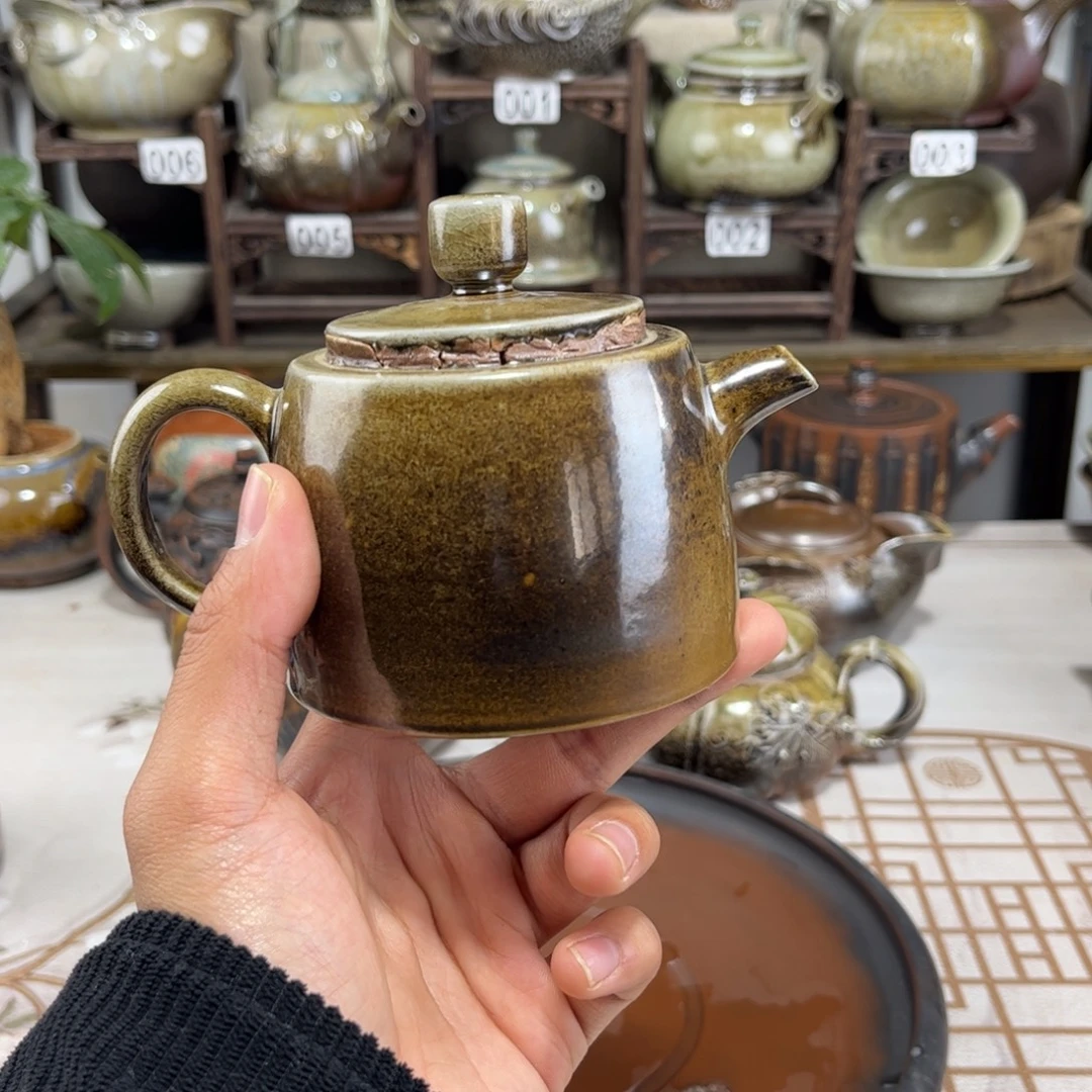220cc白泥柴烧井栏壶，古法传承裸坯柴烧