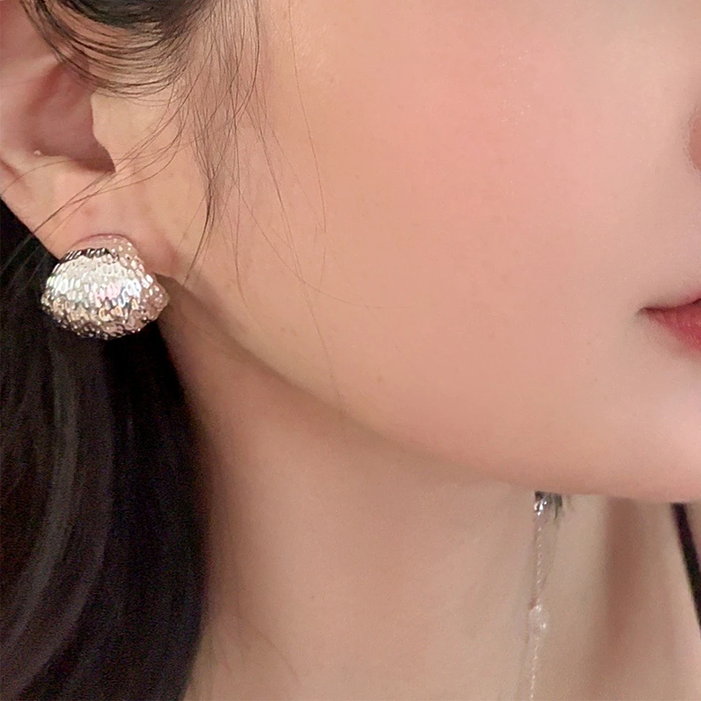 合金耳饰 MISS RUILI定制  法式金属风耳环女轻奢肌理耳钉K6399