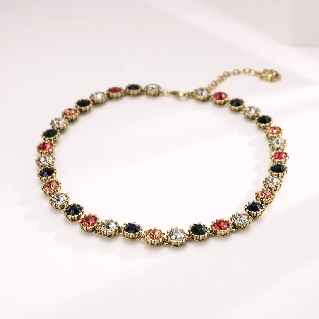 铜合金锆石项链 复古镶嵌复古百搭时尚项链（46cm）AA53XAPC-00936